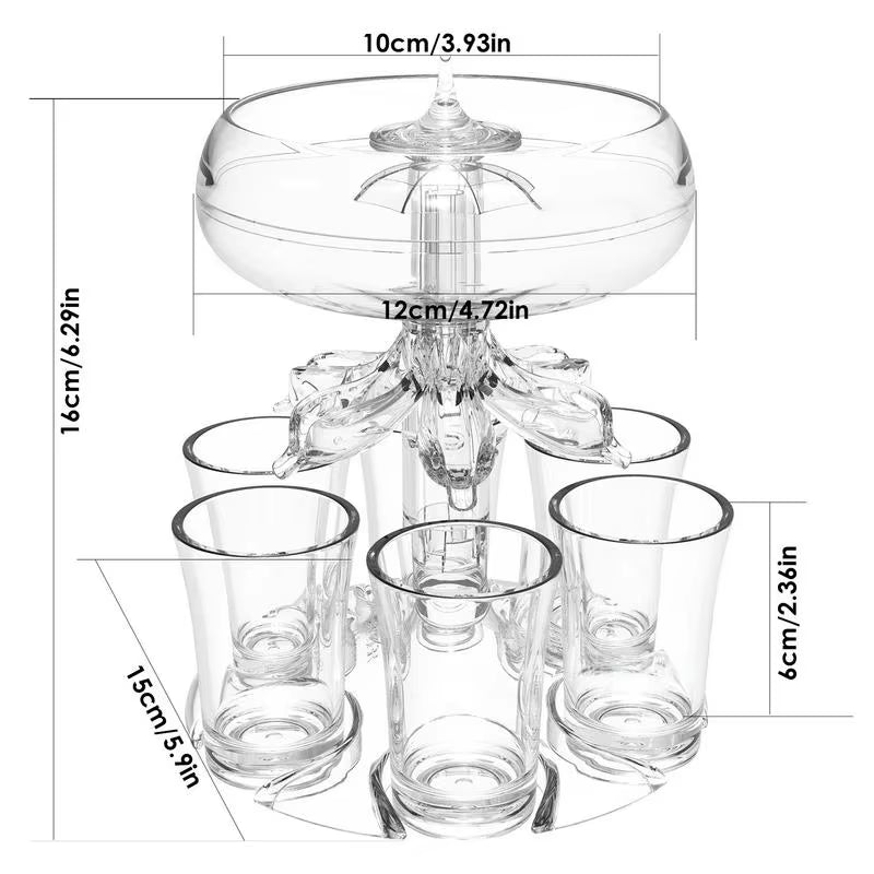 6 Shot Glass Dispenser Holder Wine Whisky Beer Dispenser Rack Bar Accessory Drinking Party Games Glass Dispenser