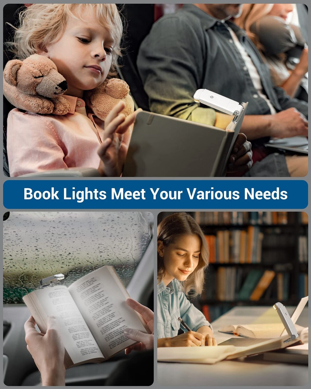 Rechargeable Book Reading Light Lamp, LED Book Light for Reading