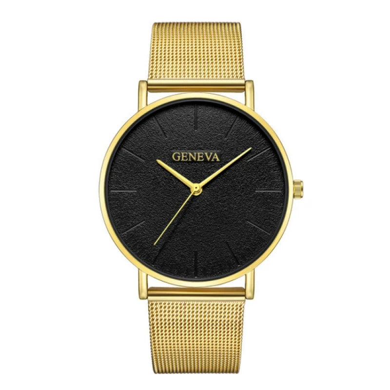 Fashion Black Quartz Watch Men Women Mesh Stainless Steel Men'S Watch Ultra-Thin Women'S Watches Clock Erkek Bayan Kol Saati