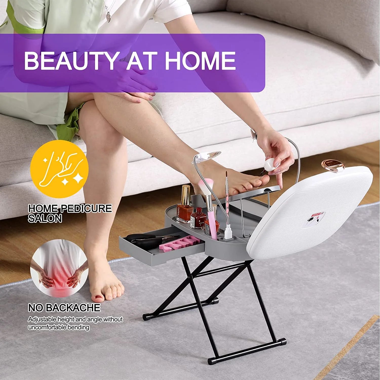 Usladyfong Pedicure Tools for Easy At-Home Pedicures Adjustable Pedicure Foot Rest